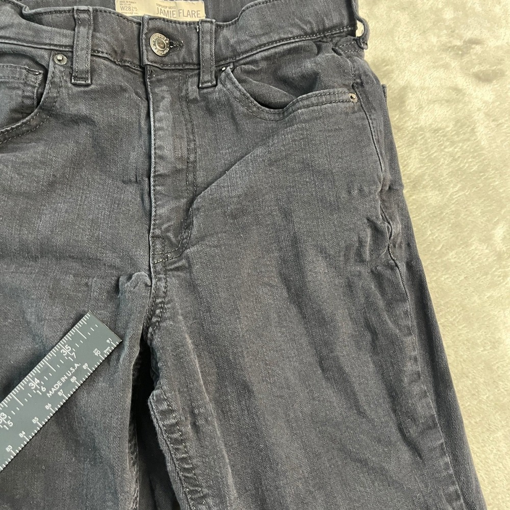 Topshop Moto Jamie Flare Jeans Black High Rise Stretch 28x32 (24x31) Grunge - Picture 5 of 14